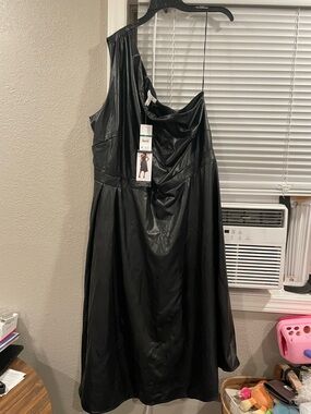 Sophia Jeans one shoulder faux leather dress